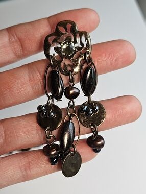 Chicos Bronze-Tone and Hematite Bead Dangle Earrings